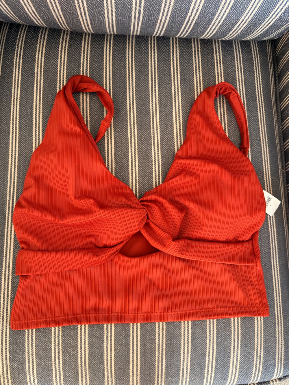 Twist-Front Ribbed burnt orange tankini top